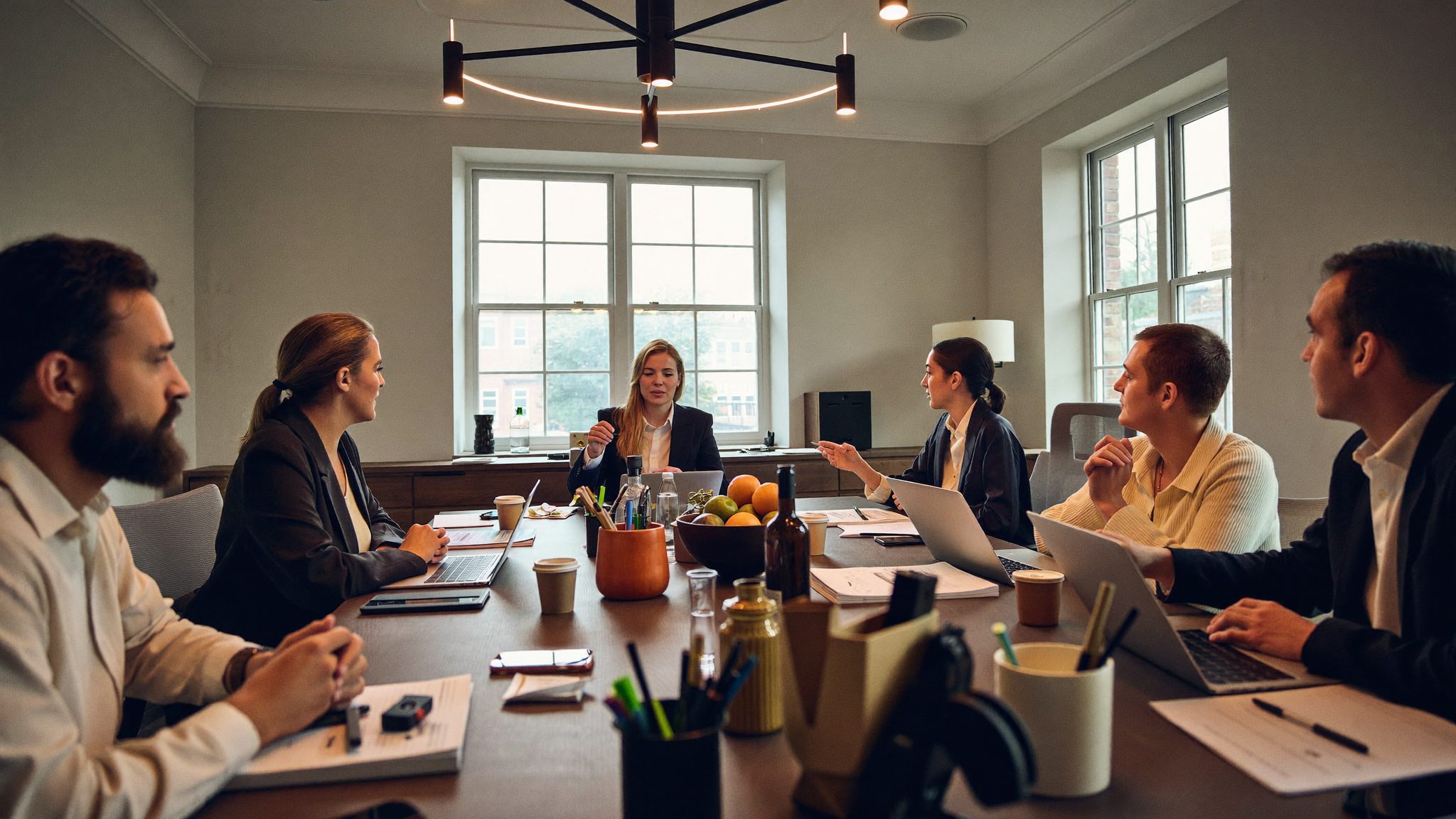 Business owners in an advisory meeting at Monverat