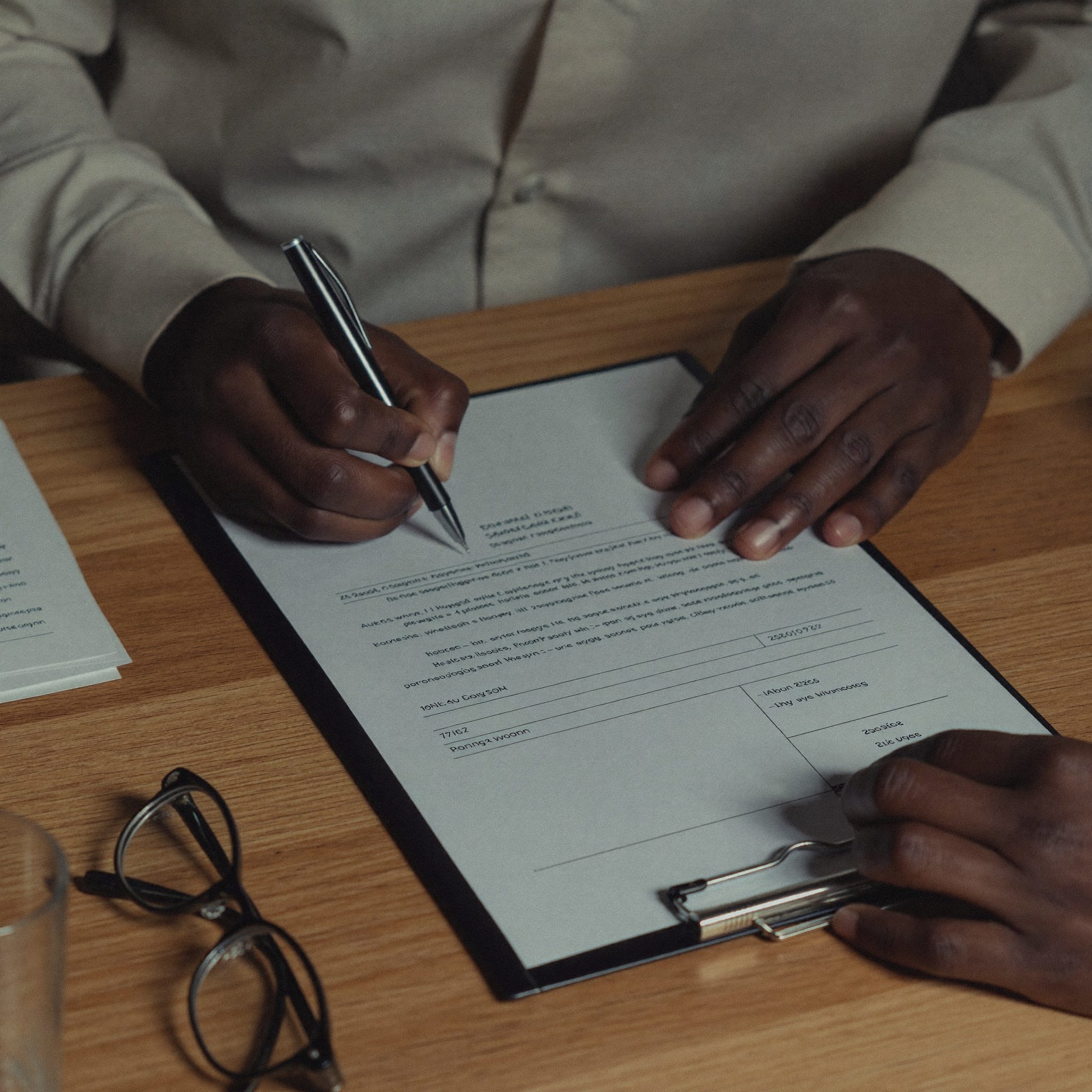 Close-up of a tax structuring document being signed
